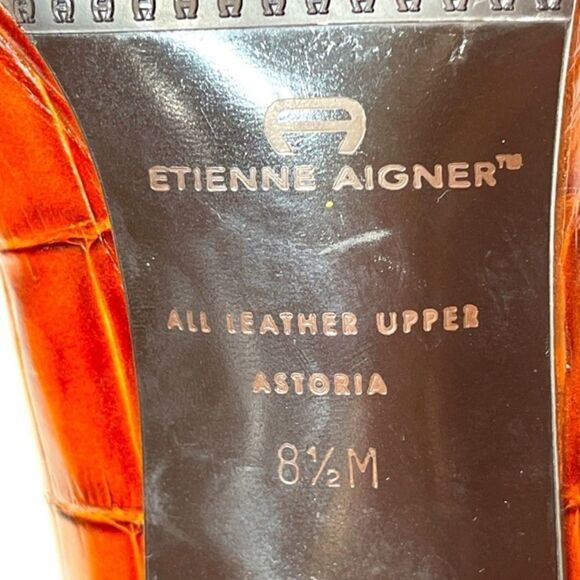 Etienne Aigner Leather Block Heel Square Toe - Picture 11 of 12